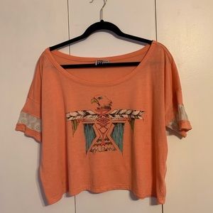 Roxy Orange Tribal Crop Top MED
